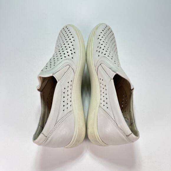 Ecco Soft 7 Extra Width White Soft Leather Slip On Sneakers Shoes Women's Size 6 - Picture 7 of 11